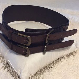 Cabi double buckle 3” pepple leather belt